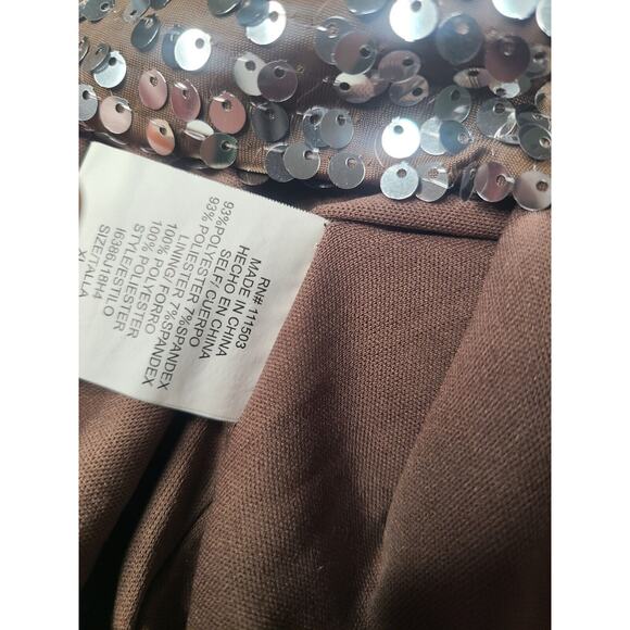 Love Reign Mini Tank Dress Silver Sequin Brown XL Stretch Mob Wife Party Club - Picture 9 of 10